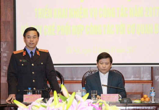 Đồng chí Phan Văn Tâm, Chánh Thanh tra VKSNDTC phát biểu