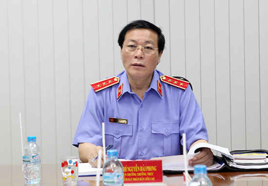 Phó Viện trưởng thường trực VKSND tối cao Nguyễn Hải Phong phát biểu tại buổi tiếp công dân