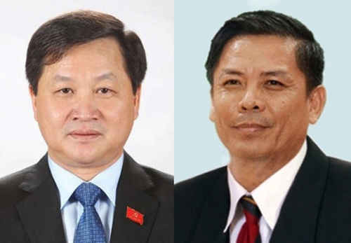 Từ trái qua: ông Lê Minh Khái, Tổng thanh tra Chính phủ và ông Nguyễn Văn Thể, Bộ trưởng Giao thông.