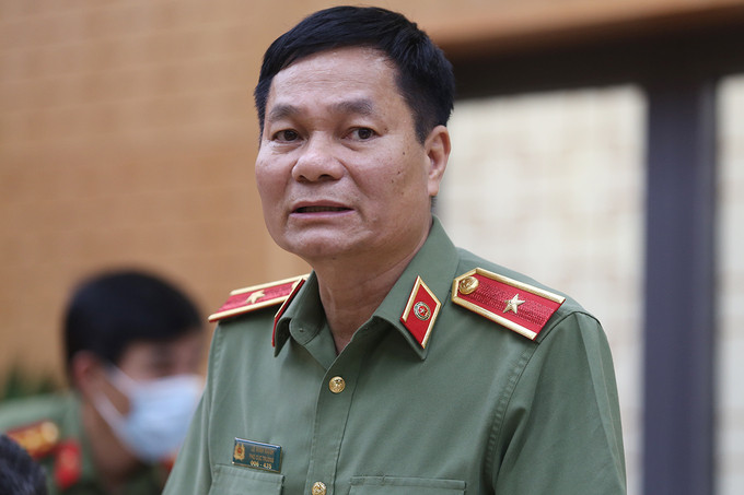 Thiếu tướng Lê Minh Mạnh tại họp báo chiếu 21/6. Ảnh: Phạm Dự.