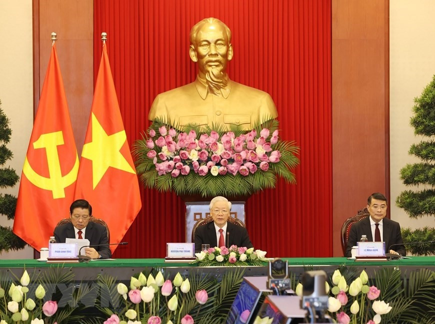 Tổng Bí thư Nguyễn Phú Trọng dự Hội nghị thượng đỉnh giữa Đảng Cộng sản Trung Quốc với các chính đảng trên thế giới. Ảnh: TTXVN