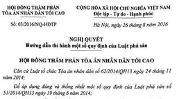 Nghị quyết hướng dẫn thi hành một số quy định của Luật Phá sản