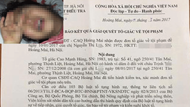 Khởi tố vụ bé gái 8 tuổi bị xâm hại nhiều lần tại Hoàng Mai, Hà Nội