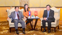 Lãnh đạo FV88 nhà cái World Cup 2026TC tiếp xã giao Đoàn FV88 nhà cái World Cup 2026 tỉnh Luông Pha Băng, CHDCND Lào 