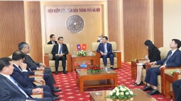 Đoàn đại biểu cấp cao VKSND tối cao nước CHDCND Lào thăm và làm việc với VKSND thành phố Hà Nội